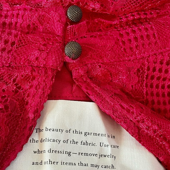 NWT! Anthropologie Maeve Dress Raspberry Open-Back Lace Size 4 - Picture 8 of 12